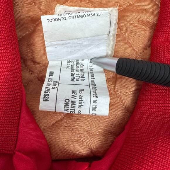 Vintage Shain Canada Satin 90s Varsity Red Jacket Carling Okeefe Men's Size L - Picture 11 of 11